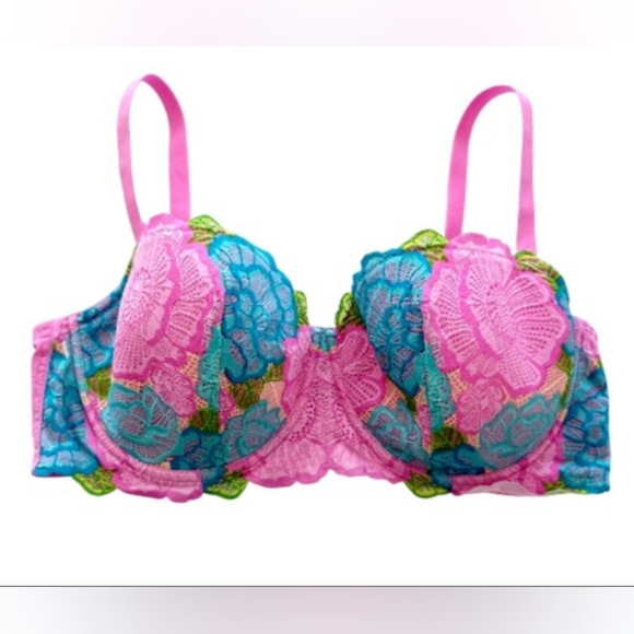 Adore Me Other - Colorful Embroidered Lace Underwire Bra, Size 38DD